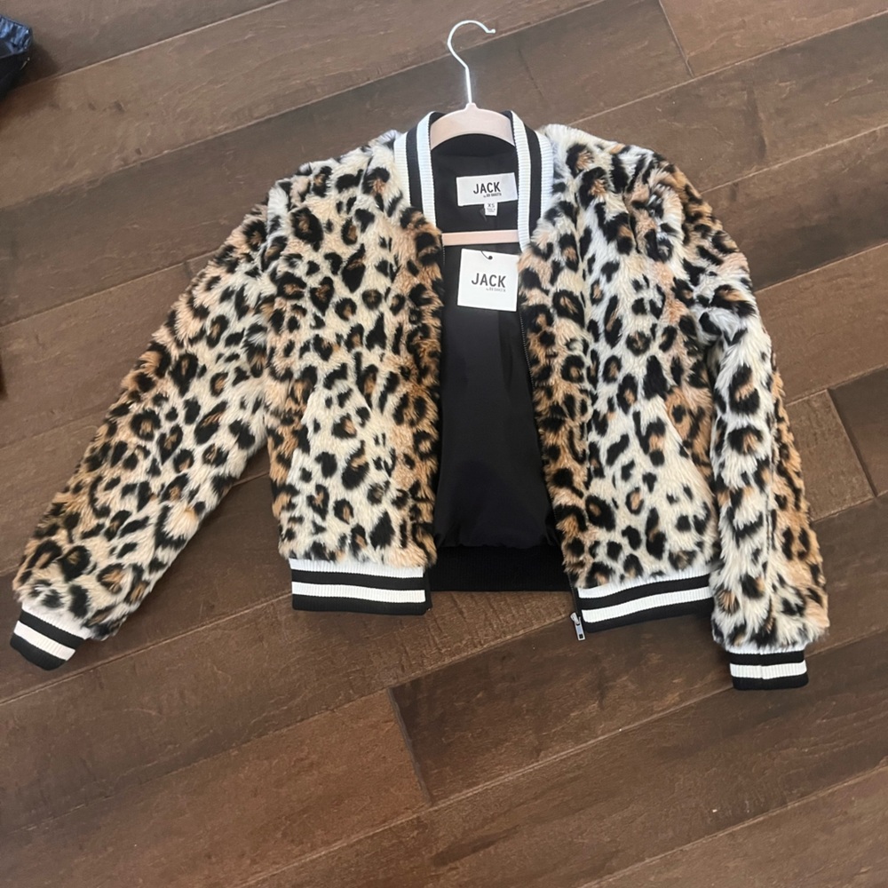 BB Dakota Brown and Black Leopard Print Bomber Jacket